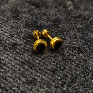 Black Stone Men's Gold Studs