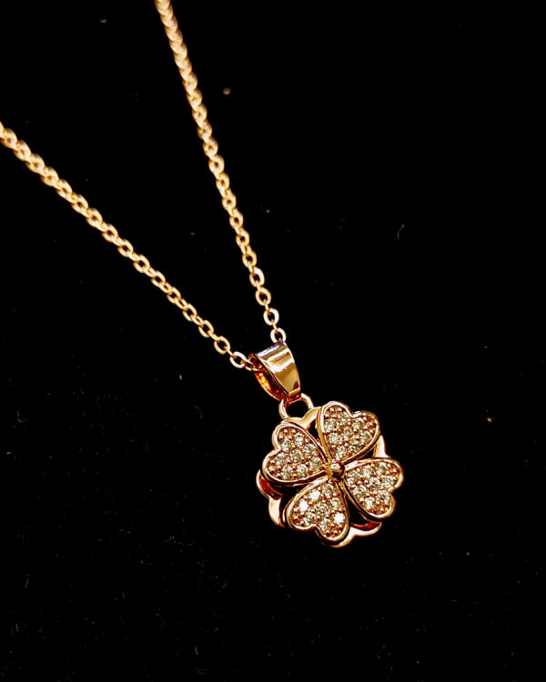 Buy Premium & Luxury Jewellery For All || Anti Tarnish Stainless Steel Shiny Clover Necklace (Rose Gold)