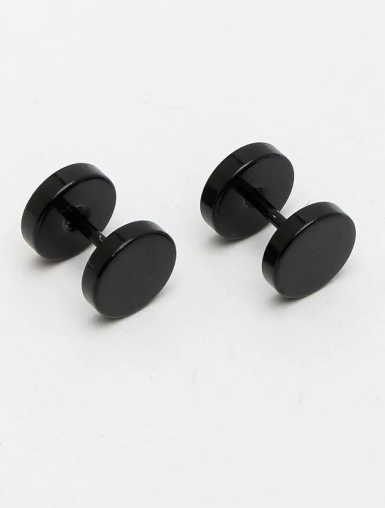 Buy Premium & Luxury Jewellery For All || Anti Tarnish Stainless Steel Men's Dumbell Studs (Black)